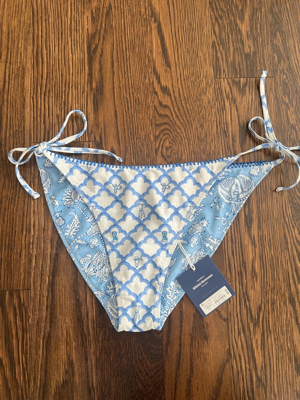 Roller Rabbit x Target Women’s Reversible Side-Tie Blue/White Bikini Bottoms (L)